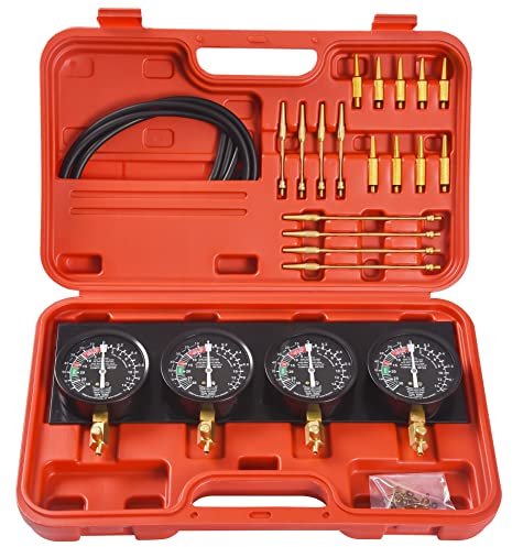 4pcs Jauges à Vide de Synchronisation de Carburateur, Kit Appareil Outils Réglage Synchro Synchroniseur Carburateur Moto Voiture, Carburant Aspirateur Synchroniseur Coffret