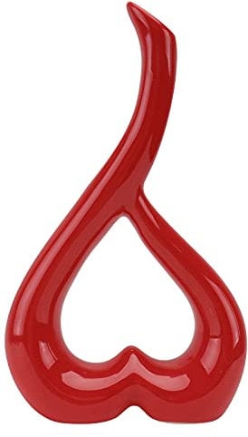 Garneck Statua di Ceramica Vaso Moderno a Forma di Cuore Vaso di Ceramica Ceramica Scultura Statua Decorazione della Casa Rosso