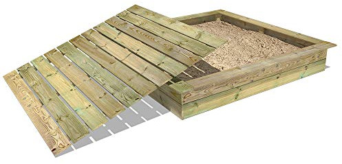 WICKEY Bac à sable King Kong, Sablière en bois pour enfants 195 x 195 cm avec couvercle