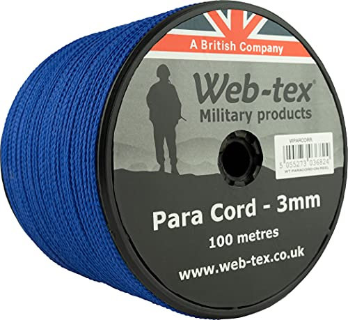 Web-tex - Rouleau de paracorde - 100 mètres/Ø 3 mm - Bleu