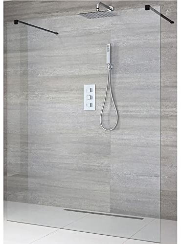 Milano Nero Black Floating Glass Shower Enclosure Screen - 1400mm