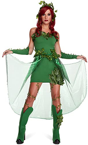 Morph Green Ivy Costume for Women - Poisonous Ivy Villain Outfit with Fake Leaves - Adult Halloween Costume, Large