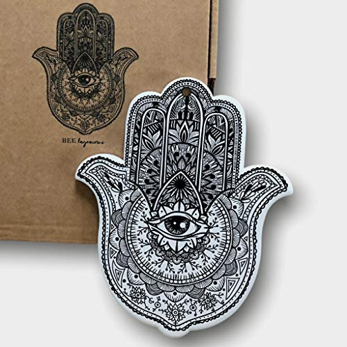 Bee Ingenious Mano de Fatima de Ceramica Decoracion hogar Moderno Amuleto Mal de Ojo y de la Buena Suerte. Decoracion Boho Adorno Decorativo Pared y Bandeja Decorativa Moderna (Negro)