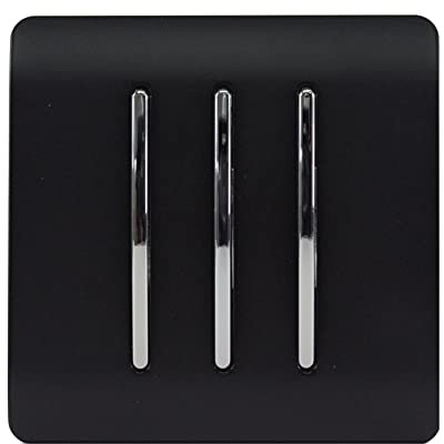 Trendi Artistic Modern 3 Gang 2 Way 10 Amp Rocker Light Switch Matt Black