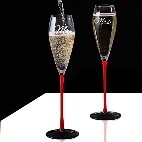 La Diffy Mr and Mrs Sektgläser Hochzeit Champagnergläser Glas Brautdusche Geschenk Brautpaar Geschenke Verlobung Geschenk Toastgläser für Valentinstag 2er Set