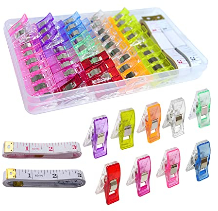 VooGenzek 70 Pezzi Sewing Clips, Clip da Cucito Multiuso in Plastica, Mollette da Cucito, Cucito Clip, Pinze Fai da Te in Tessuto per Cucire, Rilegare, Crafting, Artigianato