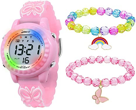 HMJIA 3D Cartoon Design Armbanduhr für Kinder Jungen und Mädchen 3ATM Wasserdicht Kinderuhr mit Wecker Datum Stoppuhr LED