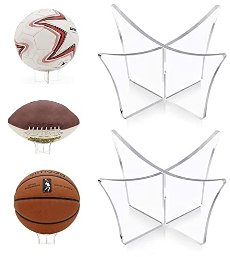 Tadpolez 2 Pcs Ball Stände Display,Fußball Ständerhalter Ball Displayständer Ballständer Display Acrylständer Transparent Display Halter Ballständer Für Fußball Basketball Volleyball Rugby Ball