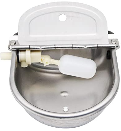 Automatic Water Bowl, Stainless Steel Cattle Drinking Waterer Dog Water Trough with Float Valve and Drain hole,for Horse Goat Cattle Pig Dog (without Pipe)