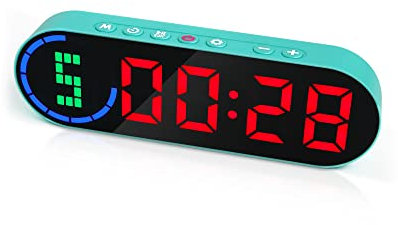 Horloge portable pour salle de sport à domicile, minuterie numérique d'intervalles d'entraînement avec barre de progression du temps, fonction mémoire, compte à rebourschronomètre, facile à
