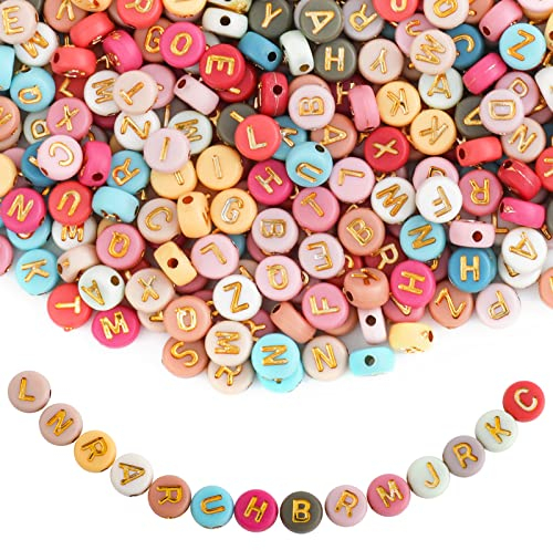 1000 Stück Buchstabenperlen Bunte Perlen für Armbänder A-Z Buchstabenperlen 7 mm Acrylperlen Perlen zum Auffädeln für Armbänder Halsketten Schmuck DIY Herstellung Style1