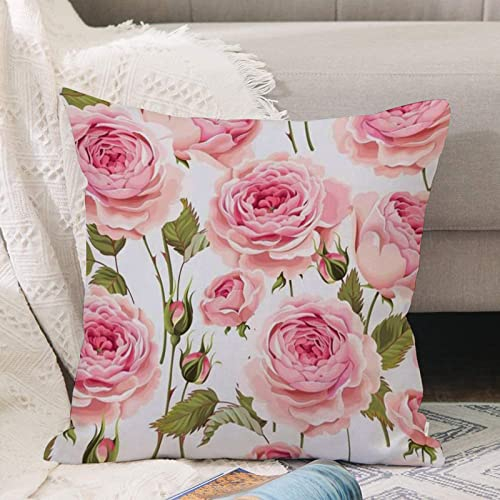 Kissenbezug 45x45 cm,Alt Rosa Blumengruß Knospe Englische Rosen Rosenmuster Natur Vintage A,Outdoor Kissen Kissenbezüge Kissenhülle Sofa Kissen dekokissen Zierkissen für Wohnzimmer Garten deko draußen
