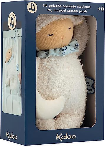 KALOO - Doux Sommeil - Schlafendes Plüschschaf - Schlaflied „Hush Little Baby“ - Mobile Einschlafhilfe aus Plüsch - 20 cm - Weiß - Ab Geburt, K221005