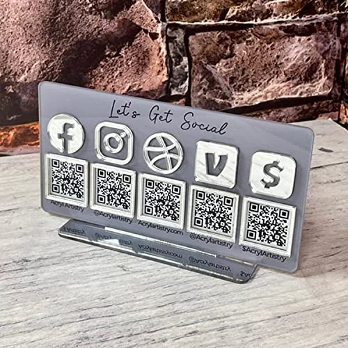 Pahdecor Letrero personalizado 3D con código QR múltiple para redes sociales, letrero personalizado escaneo negocios para pagar signo de pago Salon Belleza Peluqueros Esteticista (transparente)
