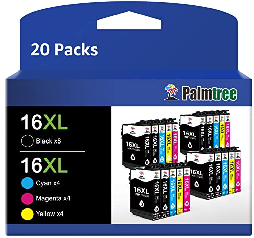 Palmtree 16XL Multipack Druckerpatronen Kompatible für 16XL 16 XL Patronen für Workforce WF-2760 WF-2630 WF-2510 WF-2660 WF-2010 WF-2540 W-F2750 WF-2650 WF-2520 WF-2530 (20 Pack)