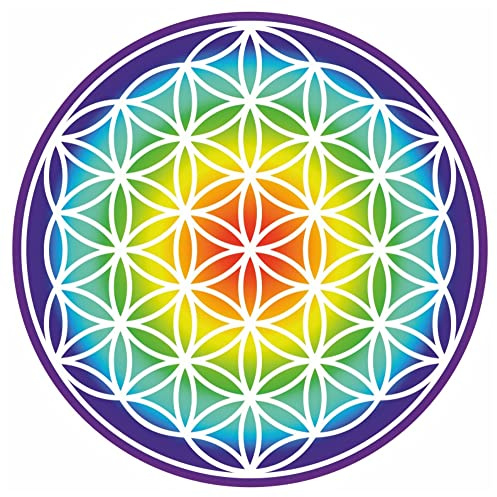 Samunshi® Wandtattoo Blume des Lebens Regenbogen Lebensblume | Wanddekoration Laptop Sticker | Esoterik Wellness Meditation Regenbogen 90 x 90cm