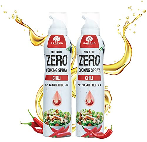 Rabeko Zero spray de cuisson faible en calories | PIMENT | 800 portions, 2 kcal par pulvérisation | Spray pour frire, griller et cuire | sans additifs, sans sucre | Sans gluten ni lactose 2 x 200 ml