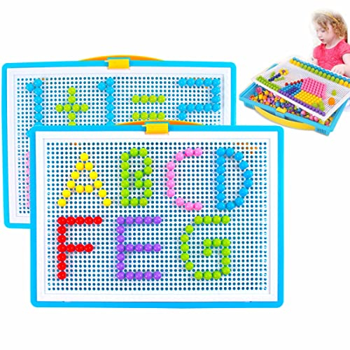 ITODA Steckspielzeug Mosaik Steckspiel Pädagogisches Kinderspielzeug Kreatives Spielzeug Jungen Mädchen Steckmosaik Steckbausteine 295/592/888 Stücke Bausteine Kinder Lernspielzeug für Geschenk 2 Set