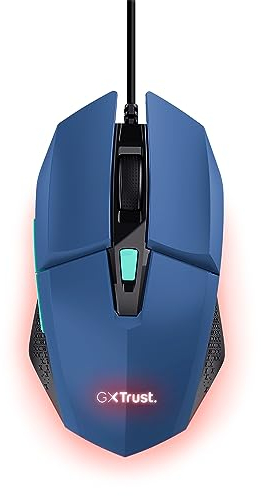 Trust Gaming GXT 109B Felox Ratón Gaming con 6 Botones Programables, Iluminación LED Multicolor, Software Incluido, 200-6400 dpi, Cable USB 150 cm, Mouse Gamer para PC/Portátil - Azul