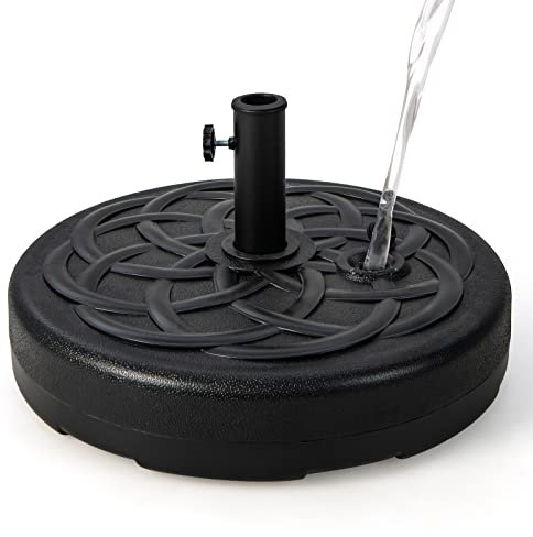 COSTWAY Soporte Sombrilla Terraza Exterior Apto 38mm 48 mm, Base para Sombrilla Rellenable de Arena 39 kg y Agua 23L, HDPE, Metal, Ø 56 x 30 cm, Pie Sombrilla Jardin Terraza
