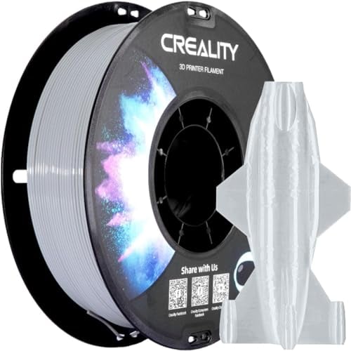 Creality CR-PETG 3D-Druckfilament 1,75 mm, Ausgezeichnete Zähigkeit, Hohe Präzision, Geruchlos, Ungiftig, Feuchtigkeitsbeständig, 1 kg (2,2 lbs), Glänzendes PETG-Filament für 3D-Drucker (Grau)
