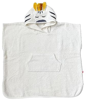 kikadu Poncho Zebra - Kinderhandtuch mit Tiergesicht aus 100% GOTS-zertifizierter Bio-Baumwolle