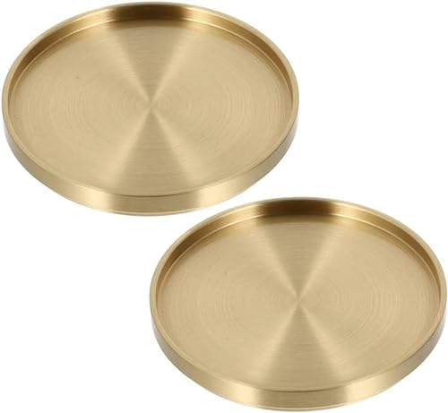 Ensemble de Dessous de Verre, 2 pièces en Laiton doré, Dessous de Verre en cuivre, Tasse à thé for Bar, Cuisine, Tables Basses, centres de Table, décoration, Assiette à Bijoux