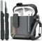 RFUNGUANGO Compatibile con AirPods Cover Custodia kit di pulizia, armatura protettiva militare con serratura Compatibile con custodia di ricarica AirPod Gen 1&2,Fibra di carbonio cenere