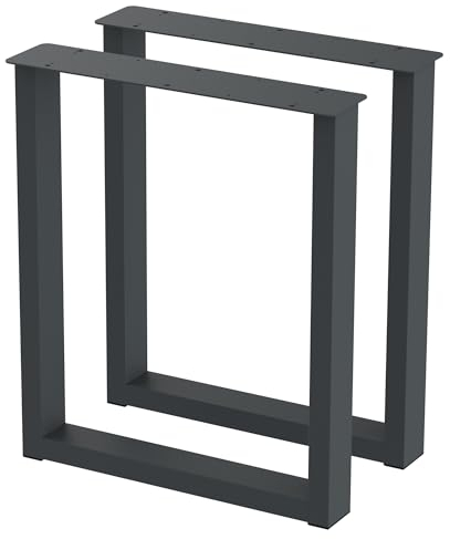 BK Styl 2 Stück Tischbeine aus Metall U-Form | Tischgestell aus 80x40mm Profilen | Tischkufen Tischfüße Möbelbeine für Schreibtische & Esstische (615x720mm Anthracit)