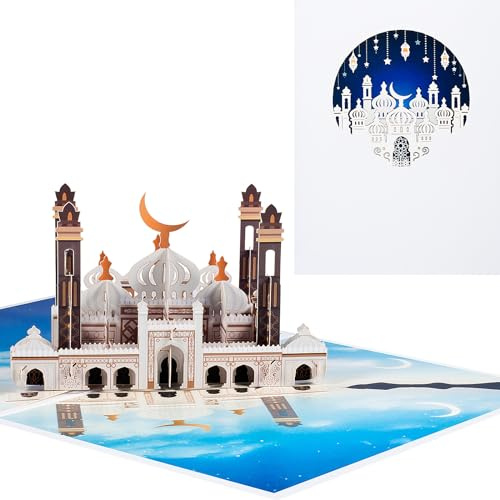 3D Karte für Muslime,Pop-up Mond Karte,Grußkarte zum Eid,Muslime Geburtstagskarten,Islamische Architekturkarte