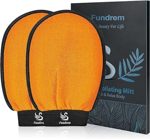 Yiclick Koreanische Peeling-Handschuhe, Peelinghandschuh für Bad - Peeling Handschuh Körperpeeling - abgestorbene Haut Entferner für Damen und Herren - exfoliating glove, peeling, body scrub (Orange)