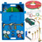 Schweißbrenner-Set mit langem Schlauch, Messing-Düse, mit Werkzeugkasten, Reglern, Sauerstoff, Acetylen, Schweißbrenner, tragbares Sauerstoff-Acetylen-Fackel-Set, Blau