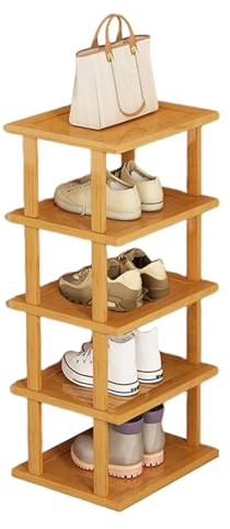 ZHOUBA 5/7/8-stufiges vertikales Schuhregal mit schmalen Einlegeböden. Kleines Schuhregal aus Holz, Werkzeug erforderlich. Freistehendes Schuhregal für Eingangshallen S