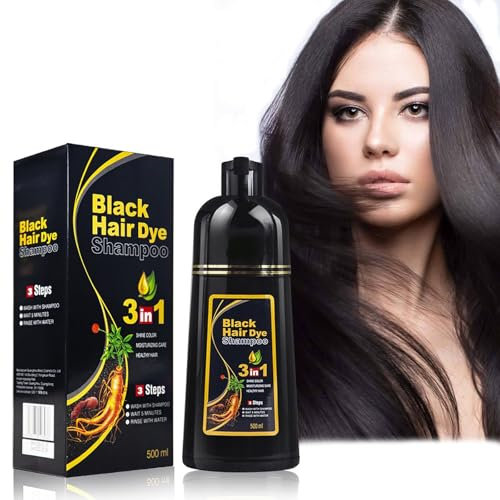 Tkekruh Black Instant Hair Dye Shampoo 3 En 1 500ml, Champú Natural Para El Cabello Negro, Champú instantáneo para cabello negro, Champú de Color Para el Cabello Instantáneo