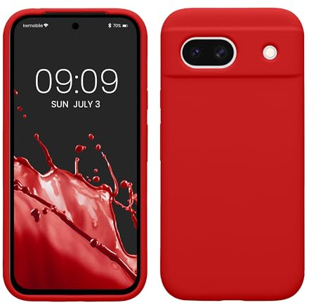 kwmobile Handyhülle für Google Pixel 8a Hülle, für Pixel 8a Case - Hülle Silikon - kabelloses Laden - Klassisch Rot