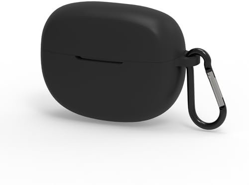 GEEKRIA Silikon-Schutzhülle, kompatibel mit Bose Ultra Open True Wireless Ohrhörern, Schutzhülle für Kopfhörer, mit Schlüsselanhänger-Haken, Ladeanschluss, Front-LED sichtbar (schwarz)