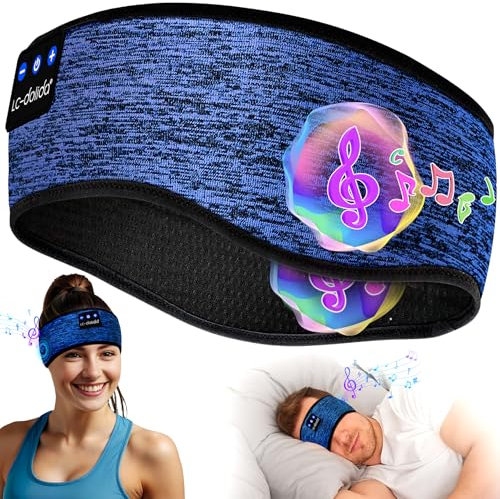 LC-dolida Bandeau Bluetooth Écouteurs Casque de Sommeil,Cadeaux pour Homme Femme,Les Mains Libres, Casque Dormir Doux avec Ultra-Fins HD Stéréo pour l'entraînement,Voyage,méditation,Yoga