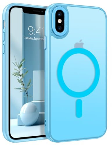 GUAGUA iPhone X/XS Case - MagSafe Compatible, Slim Translucent Matte Skin Feeling Shockproof Protective Anti-Scratch Case for iPhone X/XS 5.8, Blue