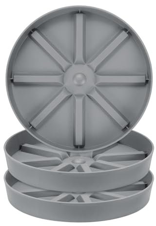M METERXITY 3-Pack Plant Saucer, 7 Inch Flower Pot Saucers, Thicker Anti-Rot Root Plastic Plant Saucer for Indoor/Outdoor Potted Plant/Plant Water Catcher Tray [Grey]