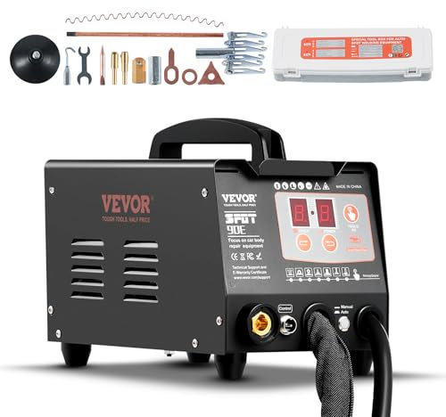 VEVOR Tire Clou Carrosserie 3 KW Kit Poste de Débosselage Soudeuse par Points 2 Pistolets de Soudage Outil Réparation Bosses Carrosserie Auto Manuel 7 Modes pour Débosselage de Voitures Camions Motos