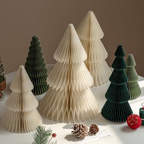 Weihnachtsbaum-Waben-Mittelstück, 3D-Papierbäume, Tafelaufsatz, Wabenpapier, Weihnachtsbäume, Waben-Tischdekorationen für Zuhause, Büro, Küche, Weihnachtsgeschenk, Urlaub, Party, Tischdekoration, 6