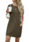 GRECERELLE Womens Summer Mini Dress Cap Sleeve Crew Neck T Shirt Short Casual Beach A Line Dresses with Pockets (Army Green, M)