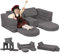 MeMoreCool Fancy Spielsofa für Kinder Cord– 10-teilige modulare Kindercouch Kindersofa Cord für das Spielzimmer, umwandelbare Kleinkindersitzgruppe, Schaumstoff Bausteine für Kinderzimmer, Anthrazit