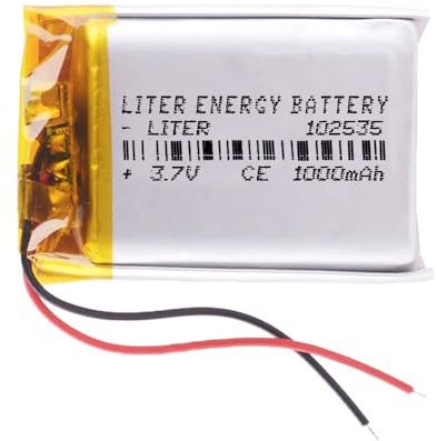 Batterie 102535 LiPo 3.7V 1000mAh 3.7Wh 1S 5C Liter Energy Battery pour l'électronique Rechargeable Téléphone Portable Smartwatch GPS - Ne Convient Pas à la Radiocommande 37x25x10mm (1000mAh|102535)