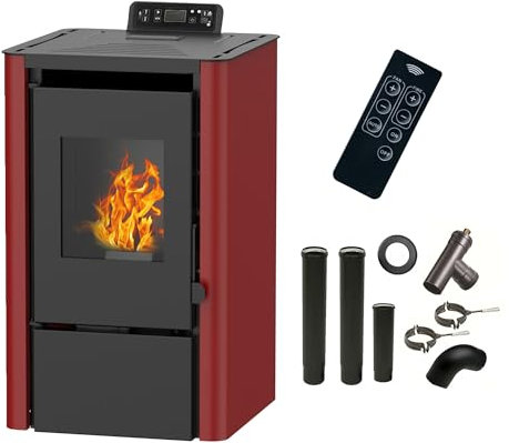 Anita Luft-Pelletofen 7,6 kW Bordeaux Sannover + Anschluss-Set Räucherkammer