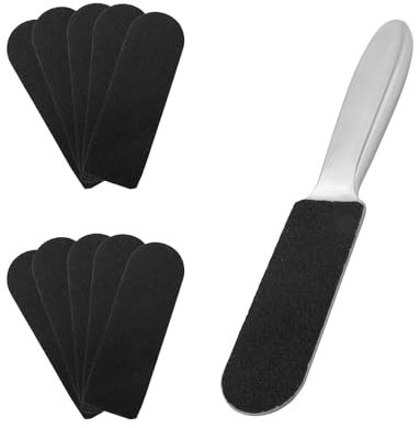 Foot File Cocoon Remover, Stainless Steel Pedicure Foot File for Dead Skin Double Sided Feet Rasp Professional Scrubber for Removing Damaged and Hard Skin Corns, with Replacement Pads