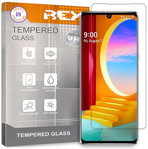 REY Protector de Pantalla para LG Velvet 5G, Cristal con Doble Protección UV, Vidrio Templado Premium 9H+