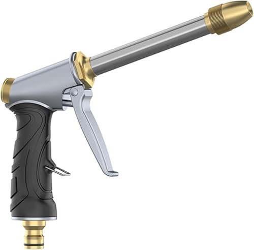 Garden Hose Nozzle Metal, Heavy Duty Metal Brass High Pressure Water Hose Nozz-le Adjustable Spray Gun for Car Wash, Watering Plants,Patio Cleaning