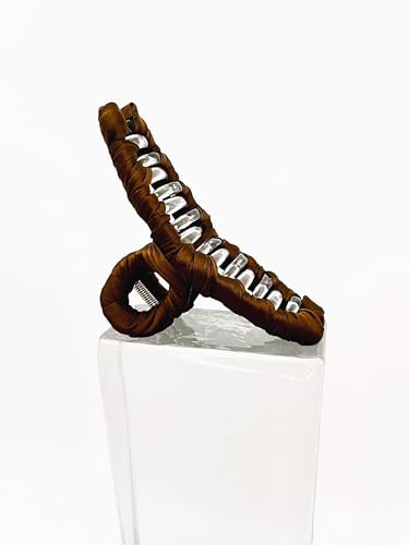 Große Haarklammer 12,5 cm – Satin Claw Clip in Braun – Erdenstolz® Haarspange Damen – starker Halt für dickes & dünnes Haar – haarschonend & elegant