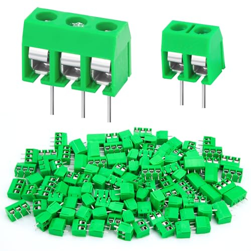 100 Stücke 5mm 2 Pin / 3 Pin PCB Mount Screw Terminal Block, PCB Schraubklemme Steckverbinder für Arduino, Anschluss für 26-18AWG Kabel, 2 Pin-60, 3 Pin-40